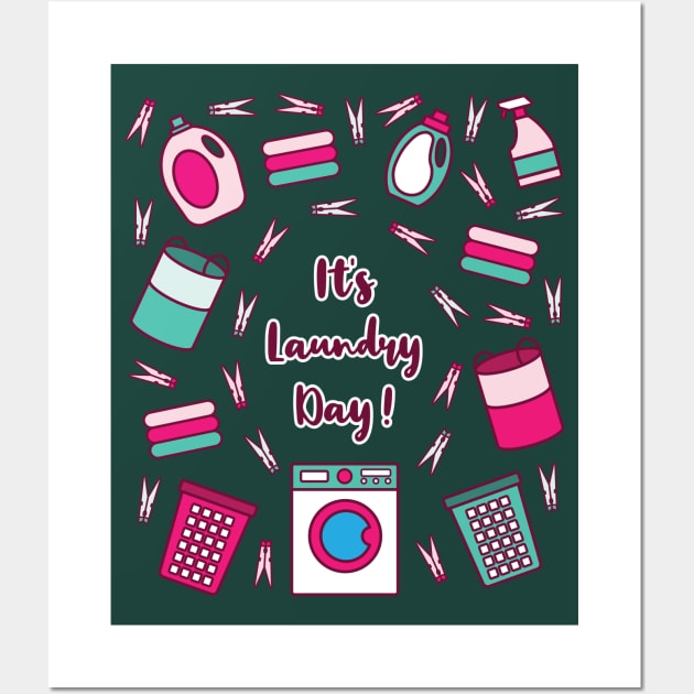 It's Laundry Day | Green Pink | Dark Green Wall Art by Wintre2